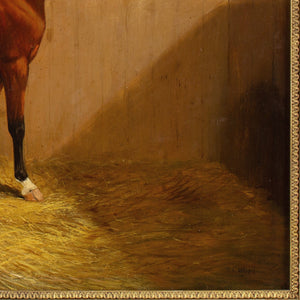 Martin Theodore Ward, A Chestnut Hunter & White Cat In A Stable