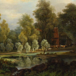 Alexander Hieronymus Bakhuyzen, Landscape With Cottage, Figures & Cattle