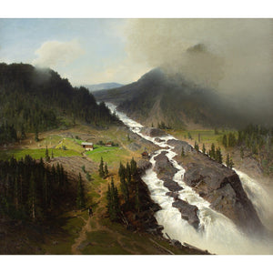 Axel Nordgren, Alpine Landscape With Waterfall