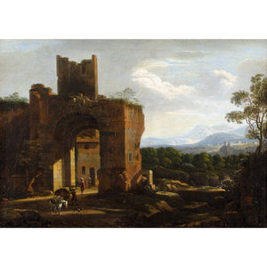 Willem Van Bemmel (Attributed), Italianate Capriccio With Ruins & Travellers