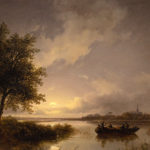 Remigius van Haanen (Circle), Twilight Landscape With River Crossing