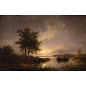 Remigius van Haanen (Circle), Twilight Landscape With River Crossing