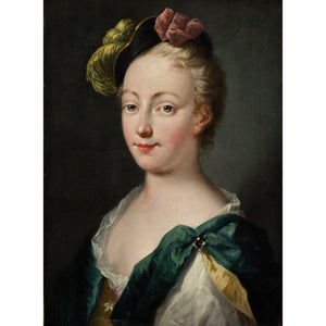 Antoine Pense (Follower), Portrait Of A Young Lady With A Feathered Cap