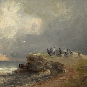 Frederick Joseph Sang, Coastal View With Storm & Clifftop Figures