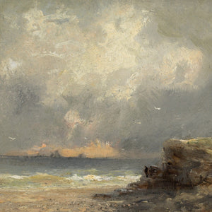 Frederick Joseph Sang, Coastal View With Storm & Clifftop Figures