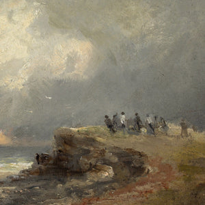 Frederick Joseph Sang, Coastal View With Storm & Clifftop Figures