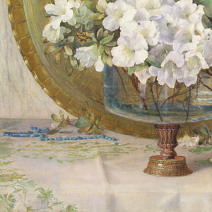 Edith Isabel Barrow, Still Life With White Azaleas, Brass Jug & Tray