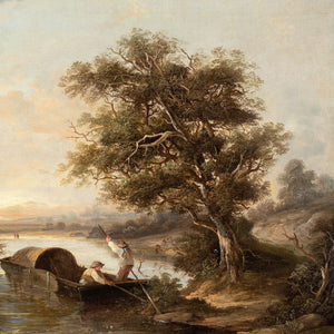 Edward Williams, River Scene With Punt & Windmill