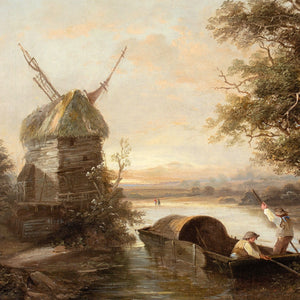 Edward Williams, River Scene With Punt & Windmill