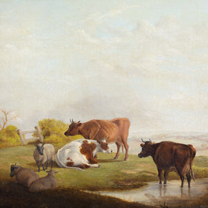 Mid-19th-Century English School, Landscape With Grazing Cattle & Stream