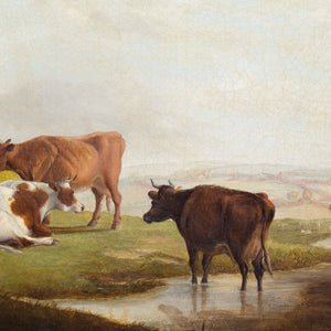 Mid-19th-Century English School, Landscape With Grazing Cattle & Stream