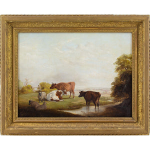 Mid-19th-Century English School, Landscape With Grazing Cattle & Stream