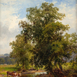 Walter Waller Caffyn, Cattle In A Wooded Stream