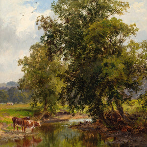 Walter Waller Caffyn, Cattle In A Wooded Stream