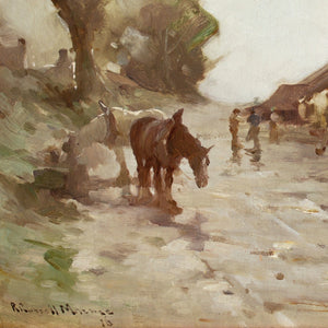 Robert Russell MacNee, Landscape With Farm, Track & Horses