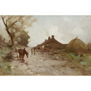 Robert Russell MacNee, Landscape With Farm, Track & Horses