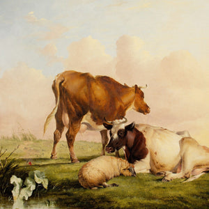 Thomas Sidney Cooper RA, Livestock In A Landscape With River Beyond