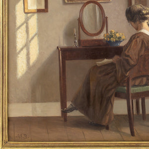 Alfred Broge, Interior With Woman & Dressing Table