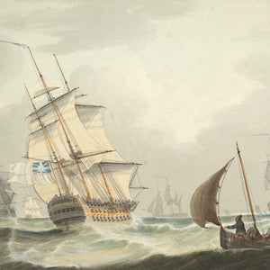 Samuel Owen (Attributed), Maritime Scene With A Royal Navy Man-Of-War