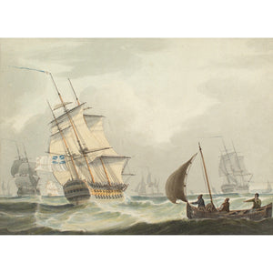 Samuel Owen (Attributed), Maritime Scene With A Royal Navy Man-Of-War