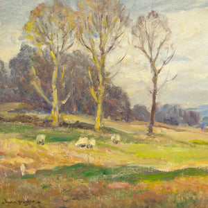 Owen Bowen ROI RCA, Upland Landscape With Sheep, Autumn