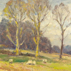 Owen Bowen ROI RCA, Upland Landscape With Sheep, Autumn