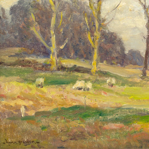 Owen Bowen ROI RCA, Upland Landscape With Sheep, Autumn