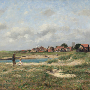 Alfred Conquest, Coastal Landscape With Village & Figures