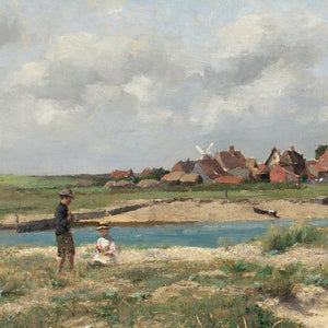 Alfred Conquest, Coastal Landscape With Village & Figures