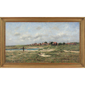 Alfred Conquest, Coastal Landscape With Village & Figures