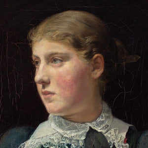 Late 19th-Century German School, Portrait Of A Girl With A Red Carnation