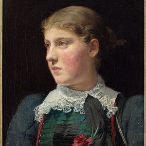 Late 19th-Century German School, Portrait Of A Girl With A Red Carnation