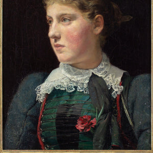 Late 19th-Century German School, Portrait Of A Girl With A Red Carnation