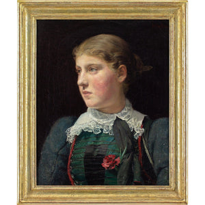 Late 19th-Century German School, Portrait Of A Girl With A Red Carnation