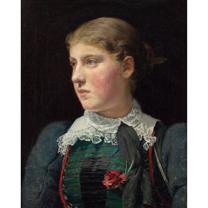 Late 19th-Century German School, Portrait Of A Girl With A Red Carnation