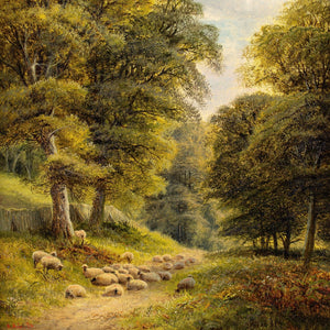 Alfred Augustus Glendening, Landscape With Woodland Track & Sheep