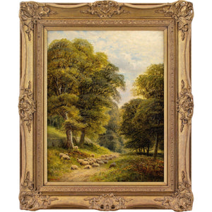 Alfred Augustus Glendening, Landscape With Woodland Track & Sheep