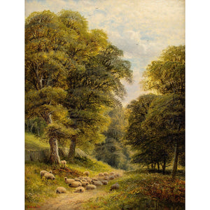 Alfred Augustus Glendening, Landscape With Woodland Track & Sheep