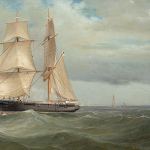 Tommaso De Simone, HM Brig Nautilus Exercising In The Channel Near The Eddystone Lighthouse