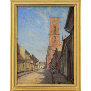 Carl Martin Soya-Jensen, Street Scene With Ribe Cathedral