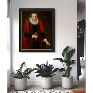 Early 17th-Century English School, Portrait Of Edward Hill & Original Gloves