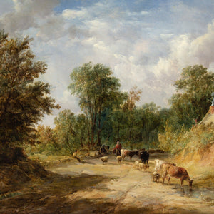 Alfred Vickers, A Welsh Lane With Cattle & Drover