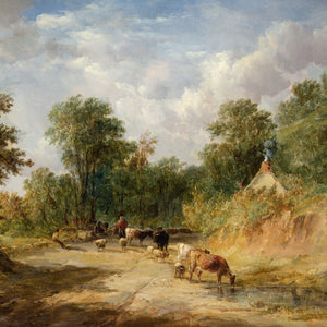 Alfred Vickers, A Welsh Lane With Cattle & Drover