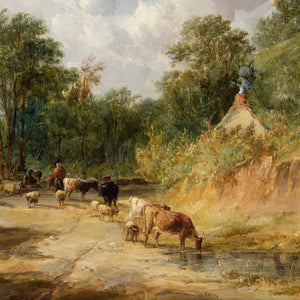 Alfred Vickers, A Welsh Lane With Cattle & Drover