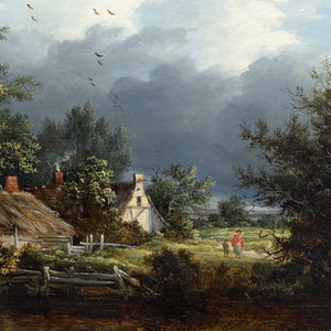 Edward Charles Williams (Attributed), Wooded River Landscape With Boathouse, Cottage & Fishermen