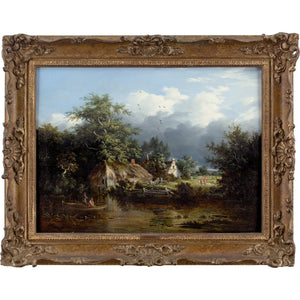 Edward Charles Williams (Attributed), Wooded River Landscape With Boathouse, Cottage & Fishermen