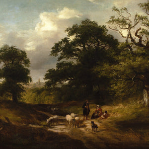 James Stark (Circle), Wooded Landscape With Country Track, Shepherd & Sheep