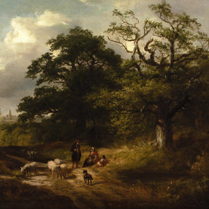 James Stark (Circle), Wooded Landscape With Country Track, Shepherd & Sheep