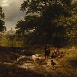 James Stark (Circle), Wooded Landscape With Country Track, Shepherd & Sheep