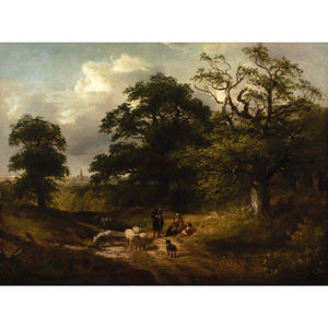 James Stark (Circle), Wooded Landscape With Country Track, Shepherd & Sheep